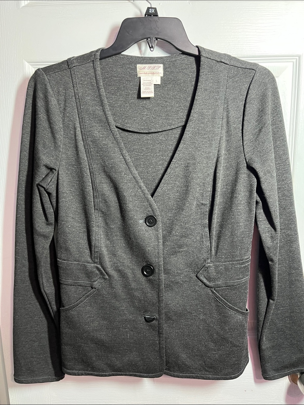 Max Studio Gray Button-Front Jacket